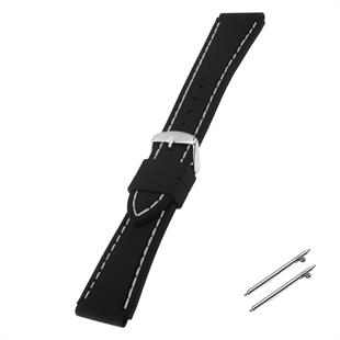 Cobra R14013-BW Siyah Renk Beyaz Dikişli Kauçuk Saat Kordonu