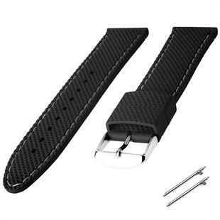 Cobra R14067-BW Siyah Renk Dikişli Kauçuk Saat Kordonu