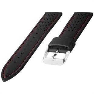 Cobra R14097-BG 22mm Siyah Renk Kırmızı Dikişli Kauçuk Saat Kordonu