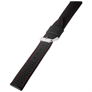 Cobra R14097-BG 22mm Siyah Renk Kırmızı Dikişli Kauçuk Saat Kordonu