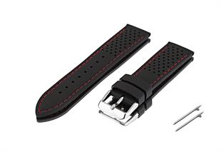 Cobra R14097-BG 22mm Siyah Renk Kırmızı Dikişli Kauçuk Saat Kordonu