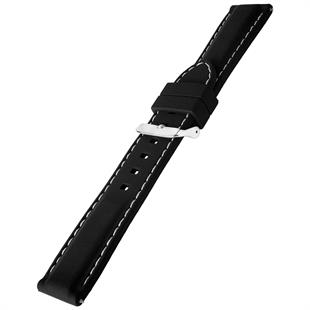 Cobra R14121-BW Siyah Renk Beyaz Dikişli Kauçuk Saat Kordonu