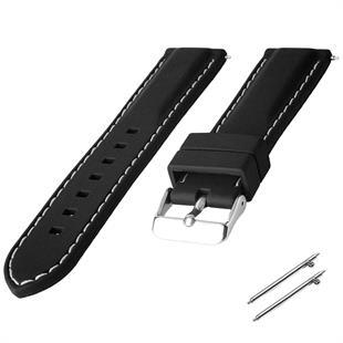 Cobra R14121-BW Siyah Renk Beyaz Dikişli Kauçuk Saat Kordonu