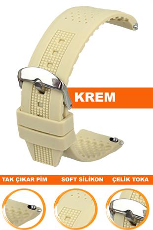 Cobra S01A16-C Krem Silikon Saat Kordonu