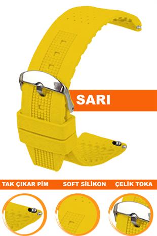Cobra S01A16-Y Sarı Silikon Saat Kordonu