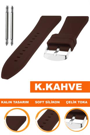 Cobra S01A36-DK Koyu Kahve Silikon Saat Kordonu