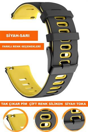 Huawei Watch Gt Gt2 Gt3 Gt4 Gt5 Uyumlu Çift Renk Silikon Saat Kordonu Kayışı