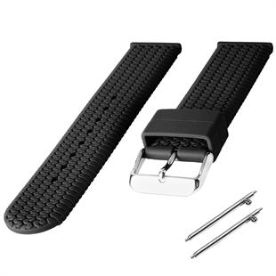 Cobra R14026-B Siyah Renk Lastik Desen Kauçuk Saat Kordonu