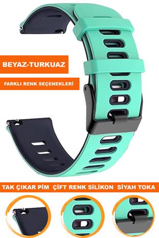 Samsung Gear S3 / Samsung Galaxy Watch 4 5 6 7 / 40 42 43 44 46 47mm Classic Çift Renk Silikon Saat Kordonu Kayışı
