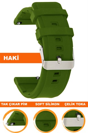 Samsung Gear S3 / Samsung Galaxy Watch 4 5 6 7 / 40 42 43 44 46 47mm Classic Uyumlu Silikon Saat Kordonu Kayışı