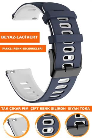 Samsung Gear S3 / Samsung Galaxy Watch 4 5 6 7 / 40 42 43 44 46 47mm Classic Çift Renk Silikon Saat Kordonu Kayışı