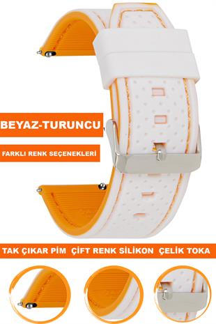 Samsung Gear S3 / Samsung Galaxy Watch 4 5 6 7 / 40 42 43 44 46 47mm Classic Çift Renk Silikon Saat Kordonu Kayışı