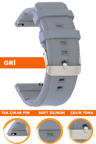 Samsung Gear S3 / Samsung Galaxy Watch 4 5 6 7 / 40 42 43 44 46 47mm Classic Uyumlu Silikon Saat Kordonu Kayışı