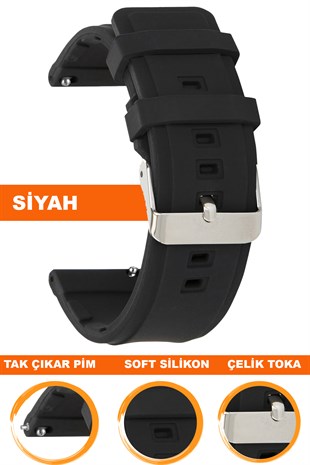 Samsung Gear S3 / Samsung Galaxy Watch 4 5 6 7 / 40 42 43 44 46 47mm Classic Uyumlu Silikon Saat Kordonu Kayışı