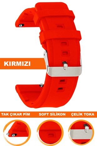 Samsung Gear S3 / Samsung Galaxy Watch 4 5 6 7 / 40 42 43 44 46 47mm Classic Uyumlu Silikon Saat Kordonu Kayışı