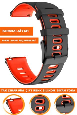 Samsung Gear S3 / Samsung Galaxy Watch 4 5 6 7 / 40 42 43 44 46 47mm Classic Çift Renk Silikon Saat Kordonu Kayışı