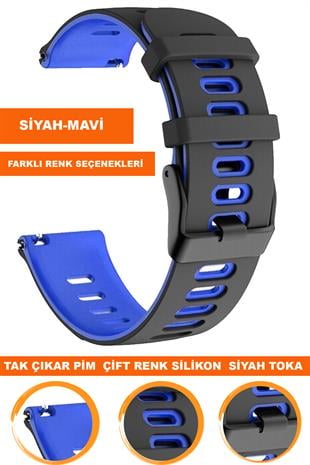 Samsung Gear S3 / Samsung Galaxy Watch 4 5 6 7 / 40 42 43 44 46 47mm Classic Çift Renk Silikon Saat Kordonu Kayışı
