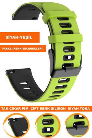 Samsung Gear S3 / Samsung Galaxy Watch 4 5 6 7 / 40 42 43 44 46 47mm Classic Çift Renk Silikon Saat Kordonu Kayışı