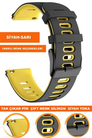 Samsung Gear S3 / Samsung Galaxy Watch 4 5 6 7 / 40 42 43 44 46 47mm Classic Çift Renk Silikon Saat Kordonu Kayışı