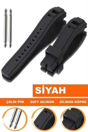 SEIKO VELATURA III Modeli Uyumlu 22x20mm Silikon Saat Kordonu S02SVY-B 