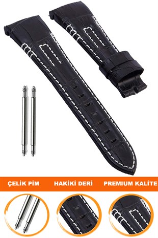 Seiko Velatura Modelleri Uyumlu 26x20mm Hakiki Deri Saat Kordonu L04SV-BW 