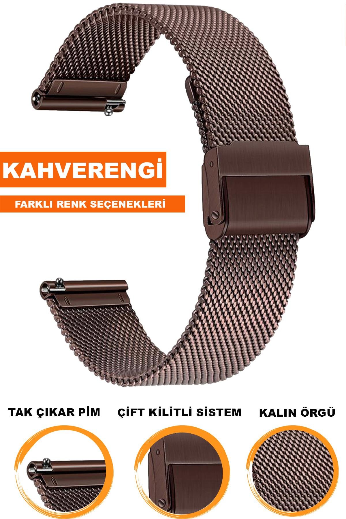 18mm-20mm-22mm-24mm Saat Uyumlu Kahverengi Renk Paslanmaz Çelik Kalın Hasır Saat Kordonu Kayışı M16KH