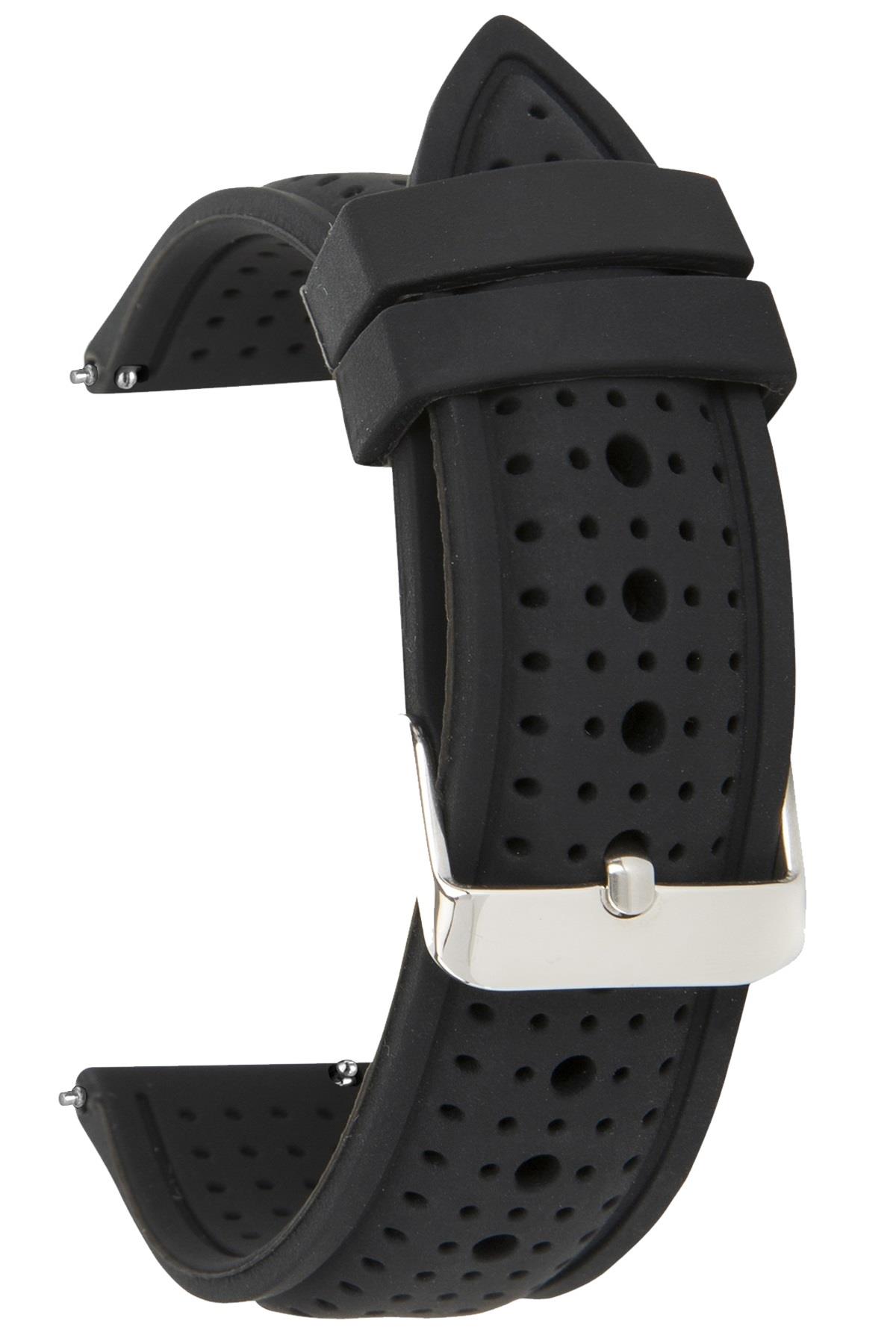 18mm-20mm-22mm-24mm Siyah Renk Silikon Saat Kordonu Kayışı S26