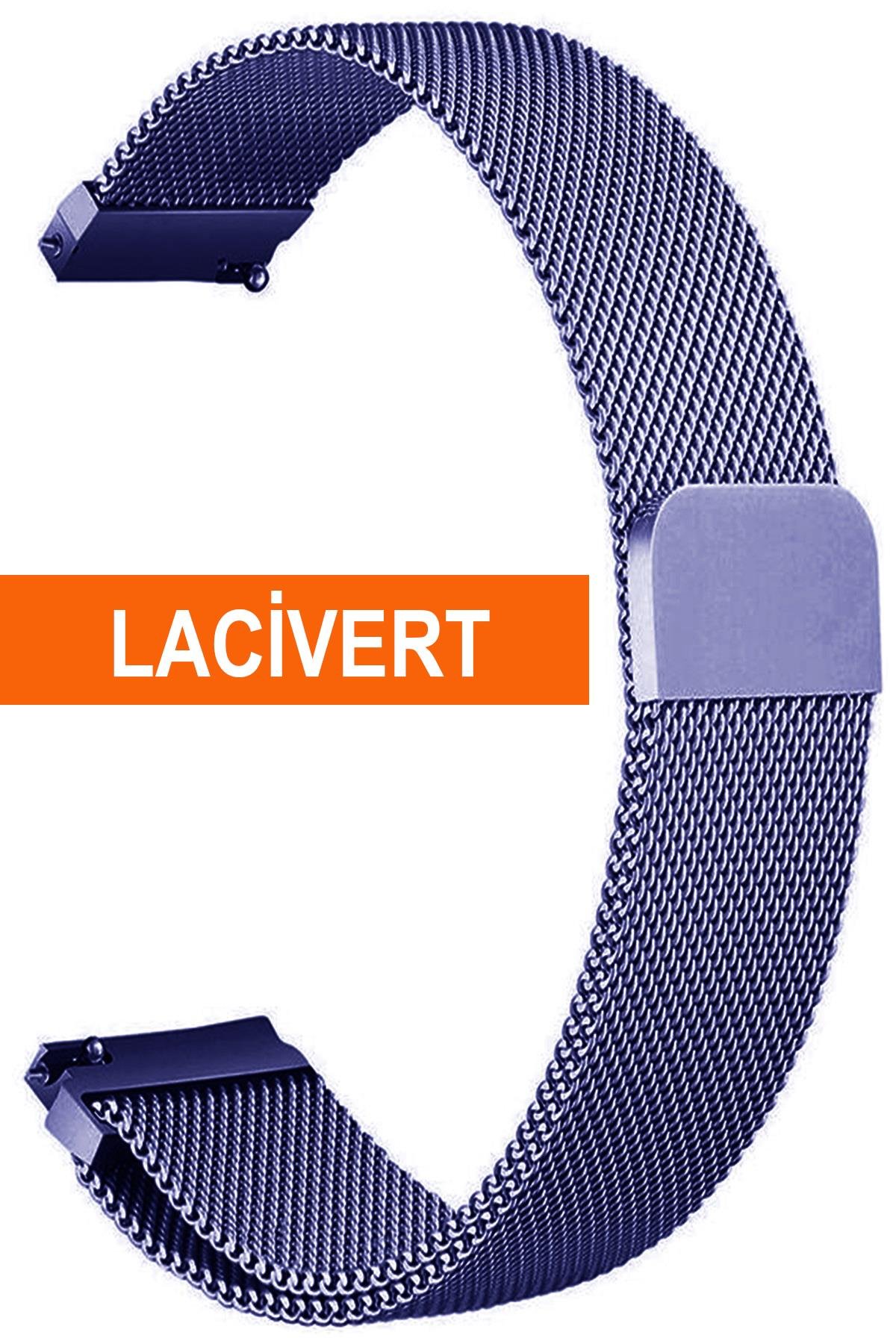 20mm-22mm-24mm Lacivert Renk Mıknatıslı Hasır Saat Kordonu Kayışı