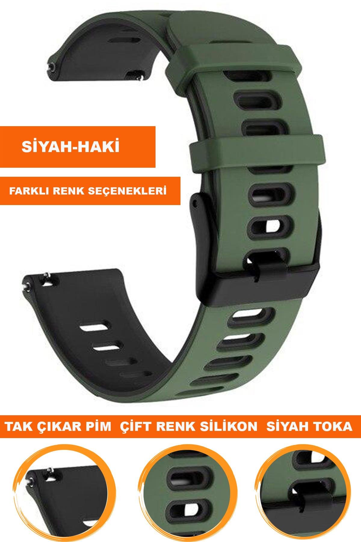 20mm-22mm Saat Uyumlu Çift Renk Silikon Saat Kordonu Kayışı A56