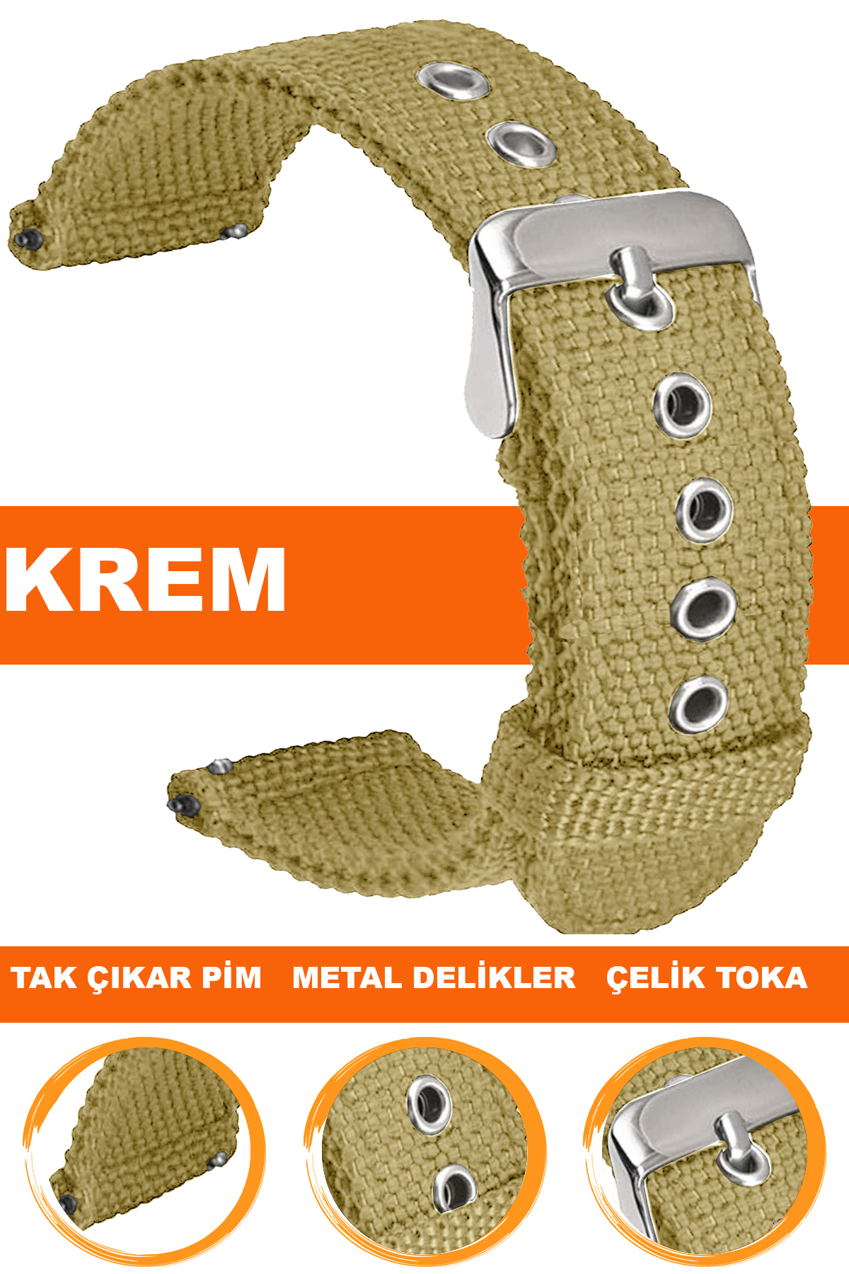 20mm-22mm Saat Uyumlu Tekstil Kumaş Saat Kordonu Kayışı F32T-C