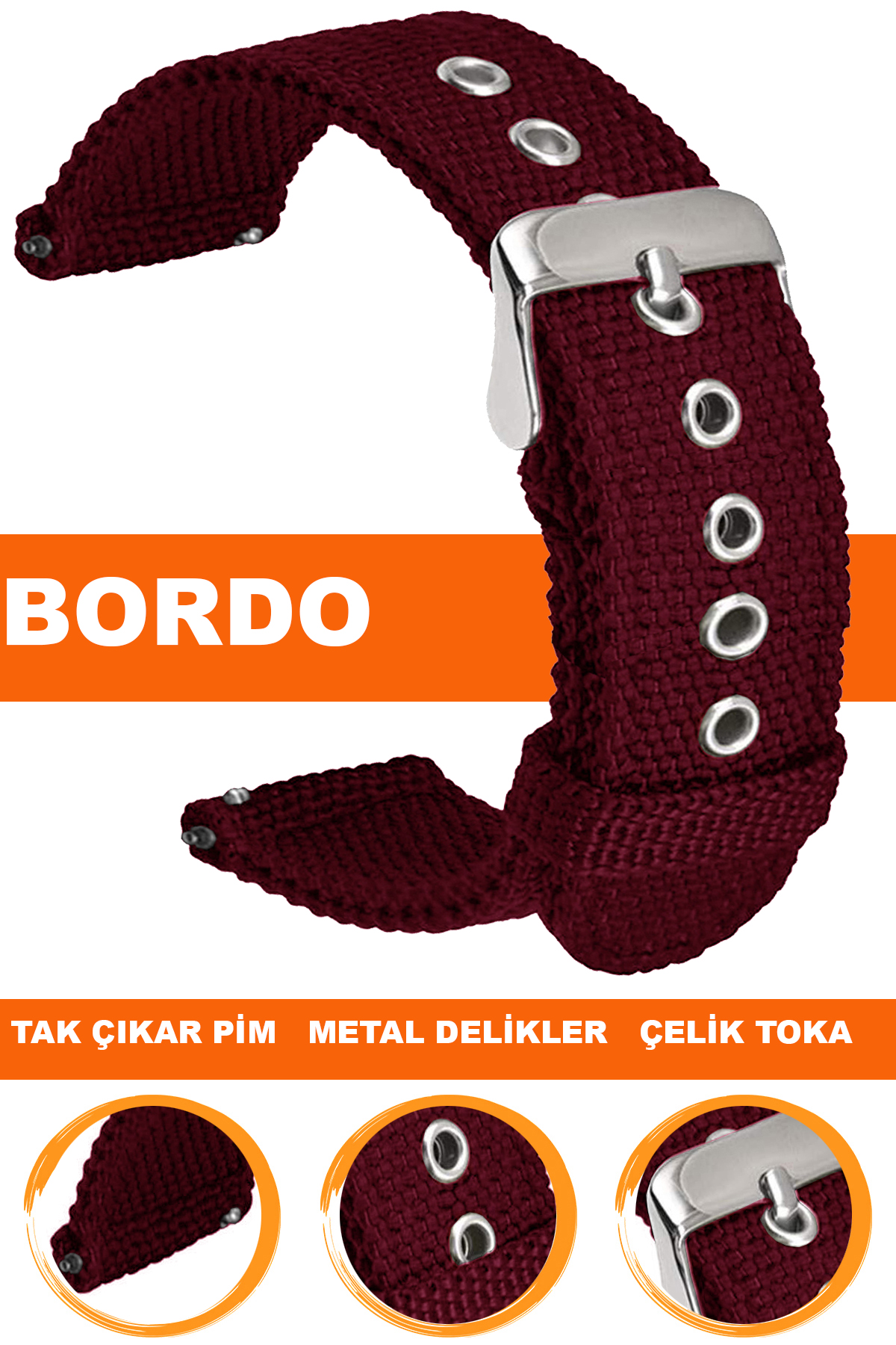 20mm-22mm Saat Uyumlu Tekstil Kumaş Saat Kordonu Kayışı F32T-R