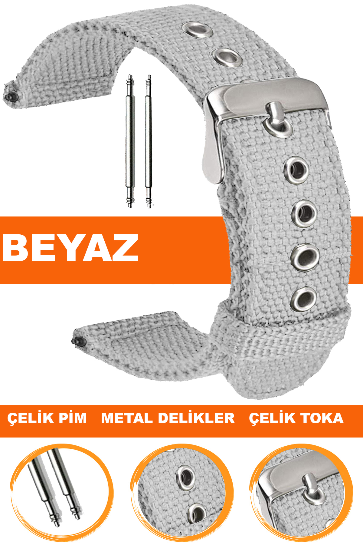 20mm-22mm Saat Uyumlu Tekstil Kumaş Saat Kordonu Kayışı F32T-W
