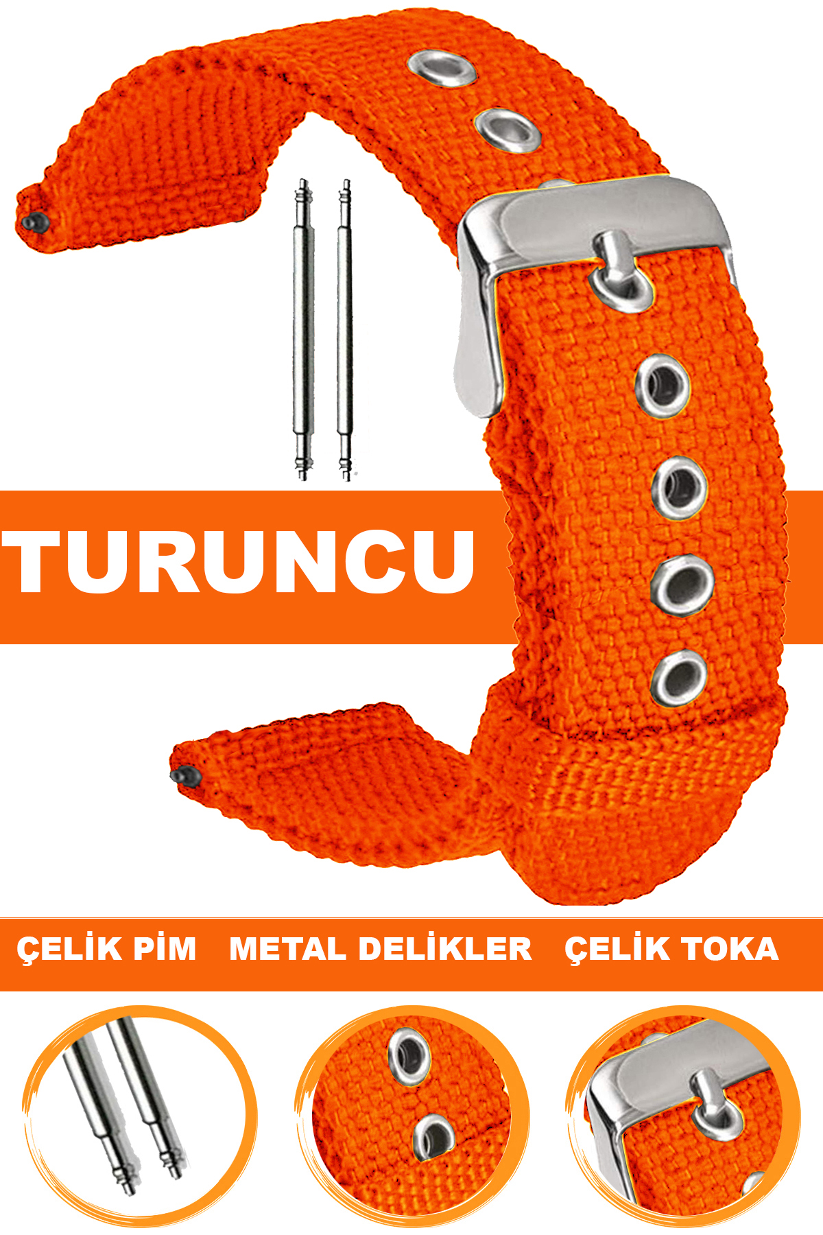 20mm-22mm Saat Uyumlu Tekstil Kumaş Saat Kordonu Kayışı F32T-O