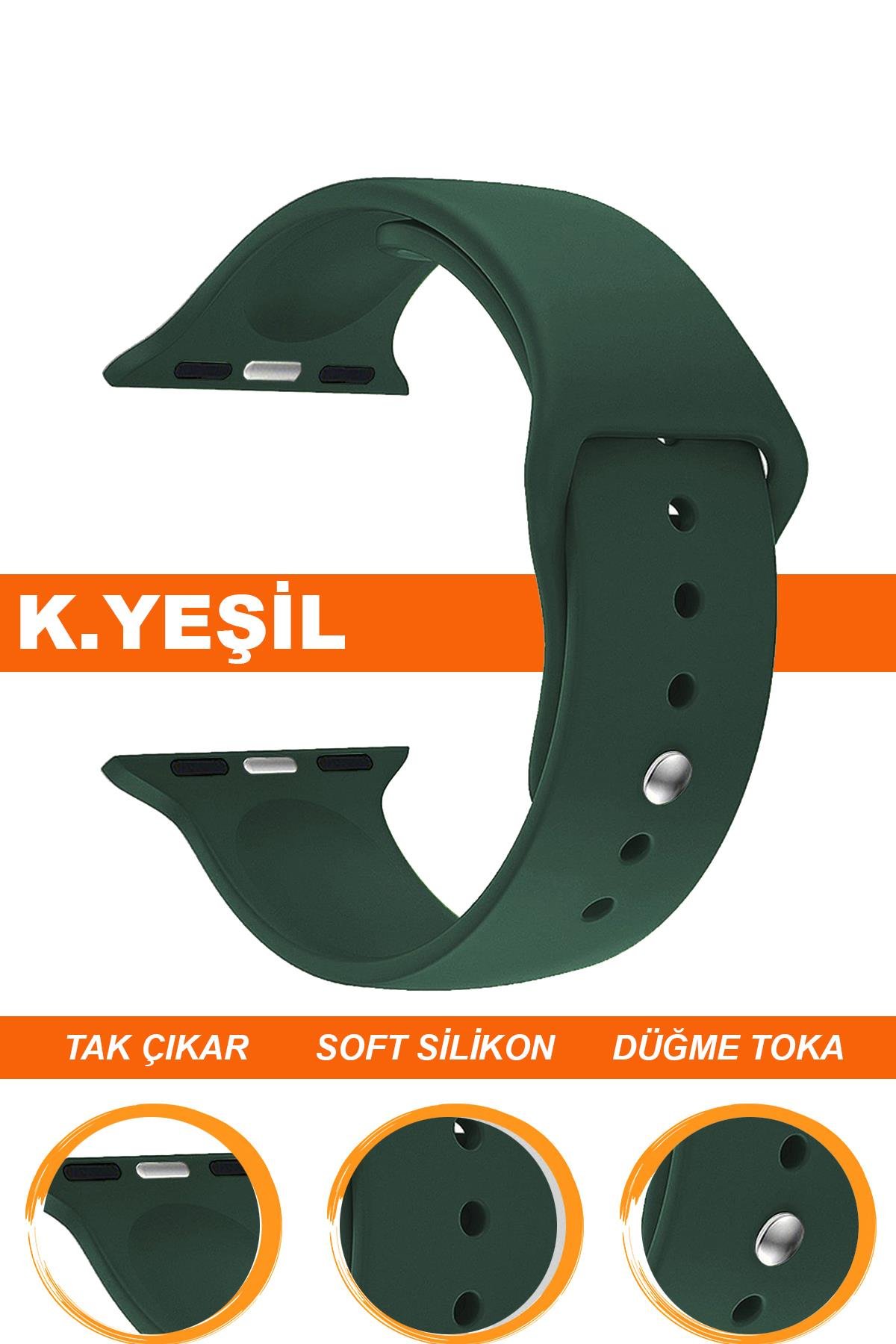 Apple Watch 38mm-40mm-41mm-42mm-44mm-45mm-49mm Saatlerle Uyumlu Silikon Saat Kordonu Kayışı