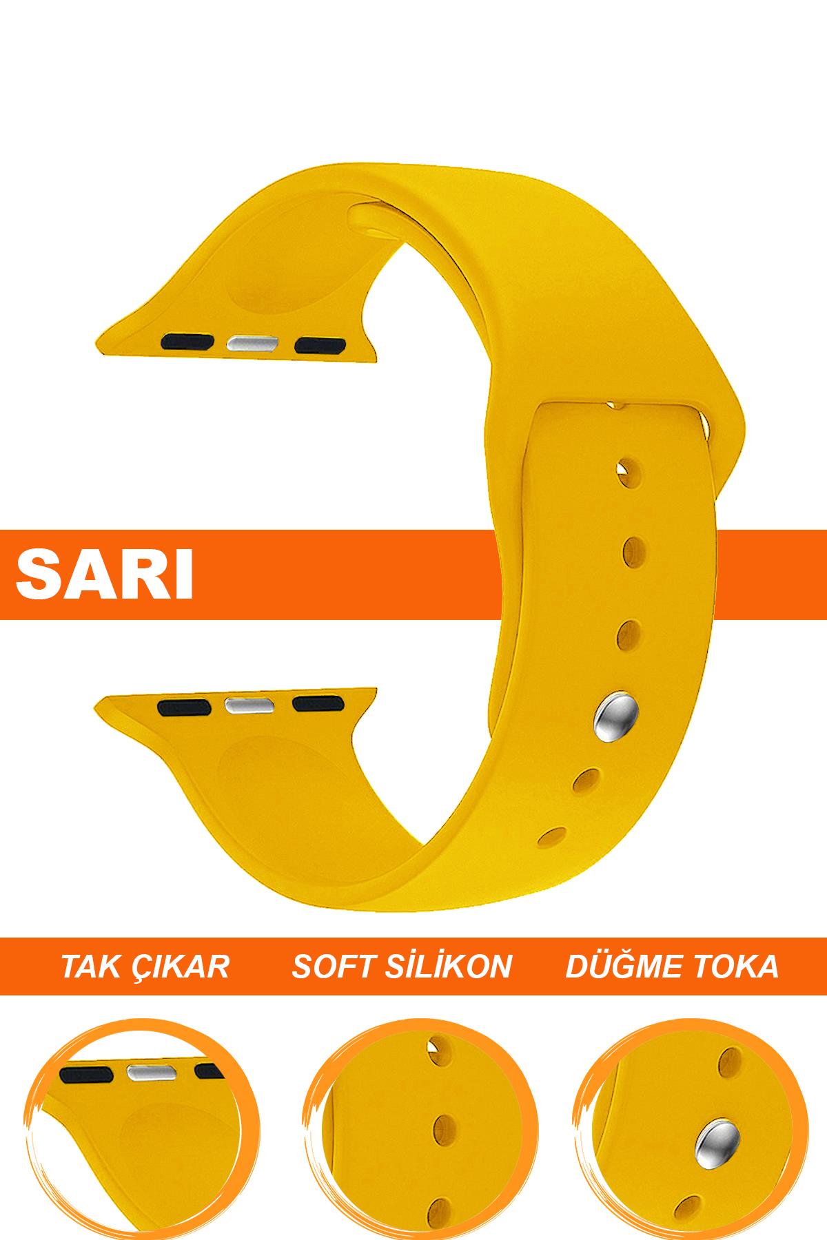 Apple Watch 38mm-40mm-41mm-42mm-44mm-45mm-49mm Saatlerle Uyumlu Silikon Saat Kordonu Kayışı