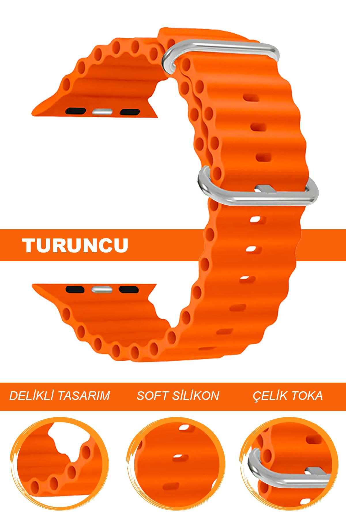 Apple Watch 38mm-40mm-41mm-42mm-44mm-45mm-49mm Saatlerle Uyumlu Silikon Saat Kordonu Kayışı