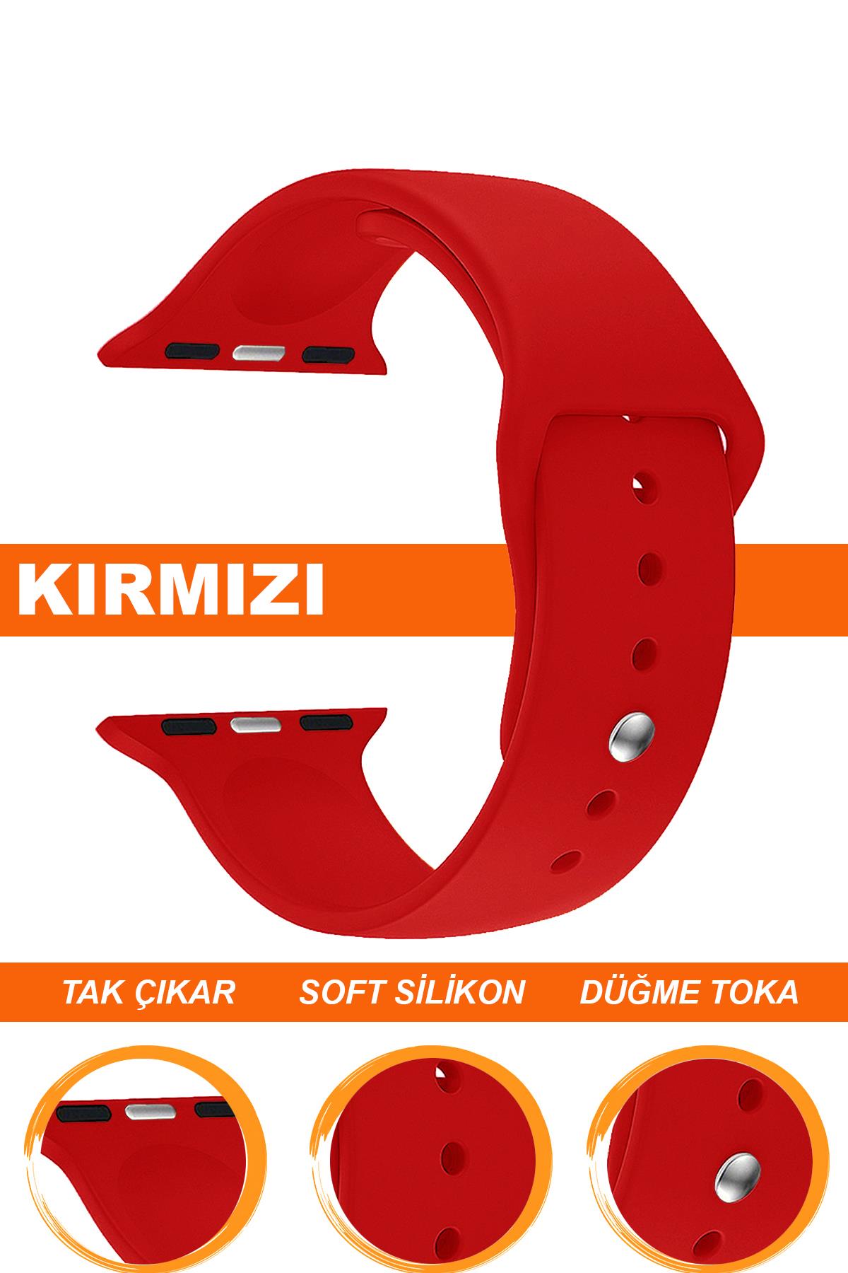 Apple Watch 38mm-40mm-41mm-42mm-44mm-45mm-49mm Saatlerle Uyumlu Silikon Saat Kordonu Kayışı