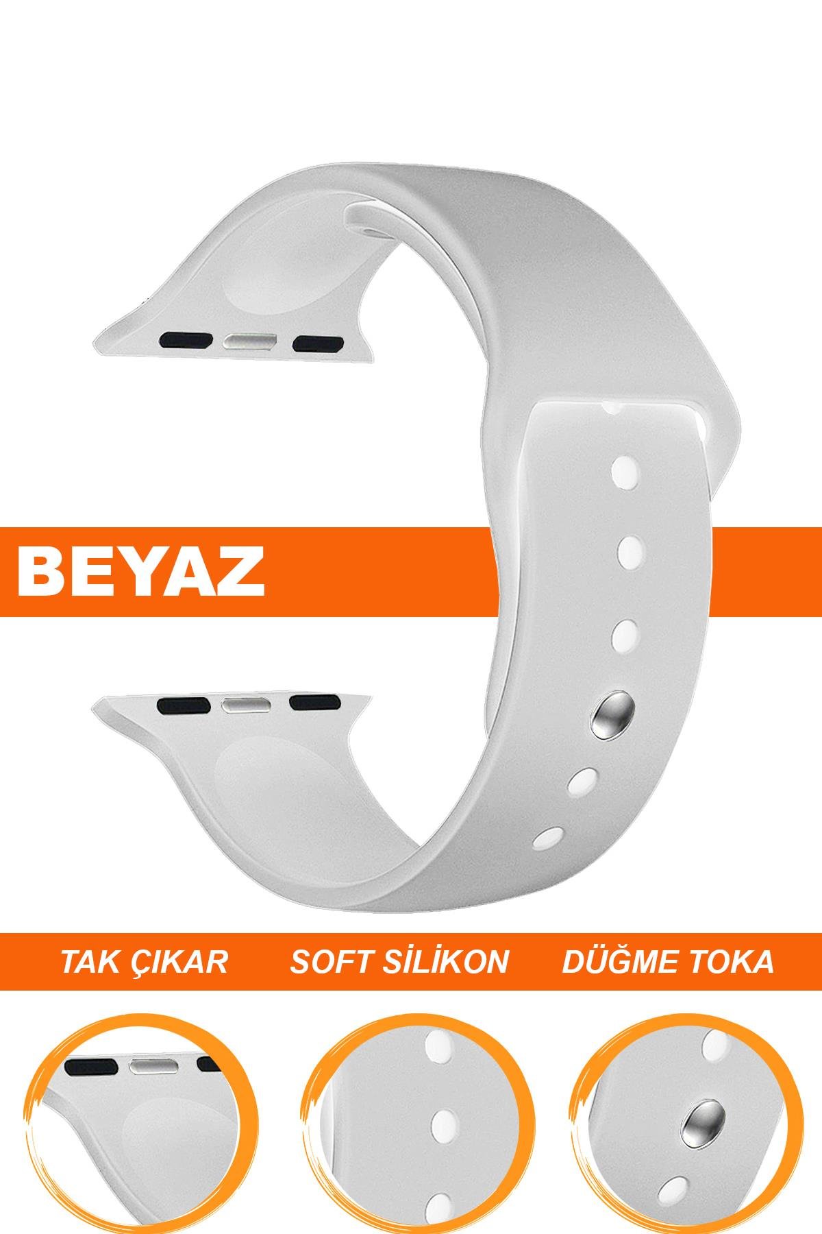 Apple Watch 38mm-40mm-41mm-42mm-44mm-45mm-49mm Saatlerle Uyumlu Silikon Saat Kordonu Kayışı