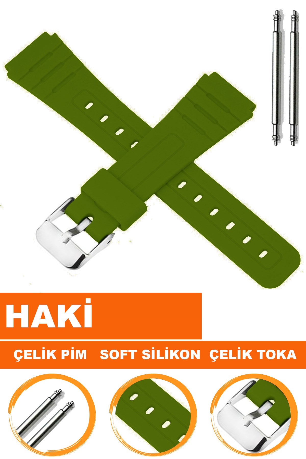 Casio F91 Uyumlu 18X16MM Yeşil Silikon Saat Kordonu S02F91W-G