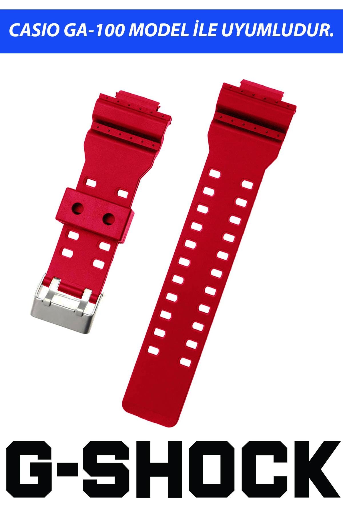 Casio G-Shock G-8900 GA-100 GA120 GA300 Saat Uyumlu Kırmızı Renk Silikon Saat Kordonu Kayışı