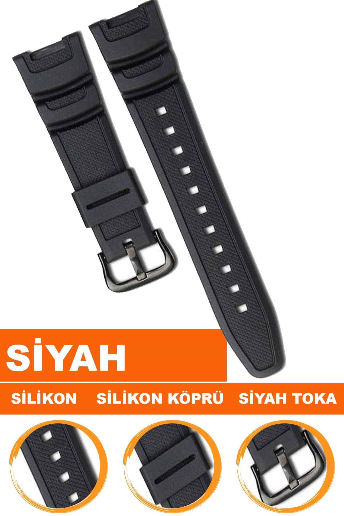 Casio SGW-300 - AE1000 Saat Uyumlu Silikon Saat Kordonu Kayışı