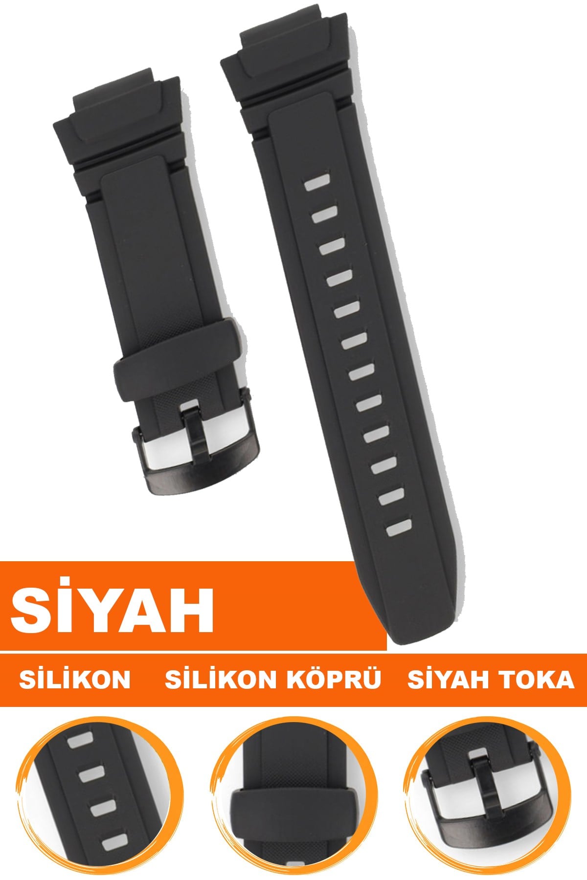 Casio W-213 Saat Uyumlu Silikon Saat Kordonu Kayışı