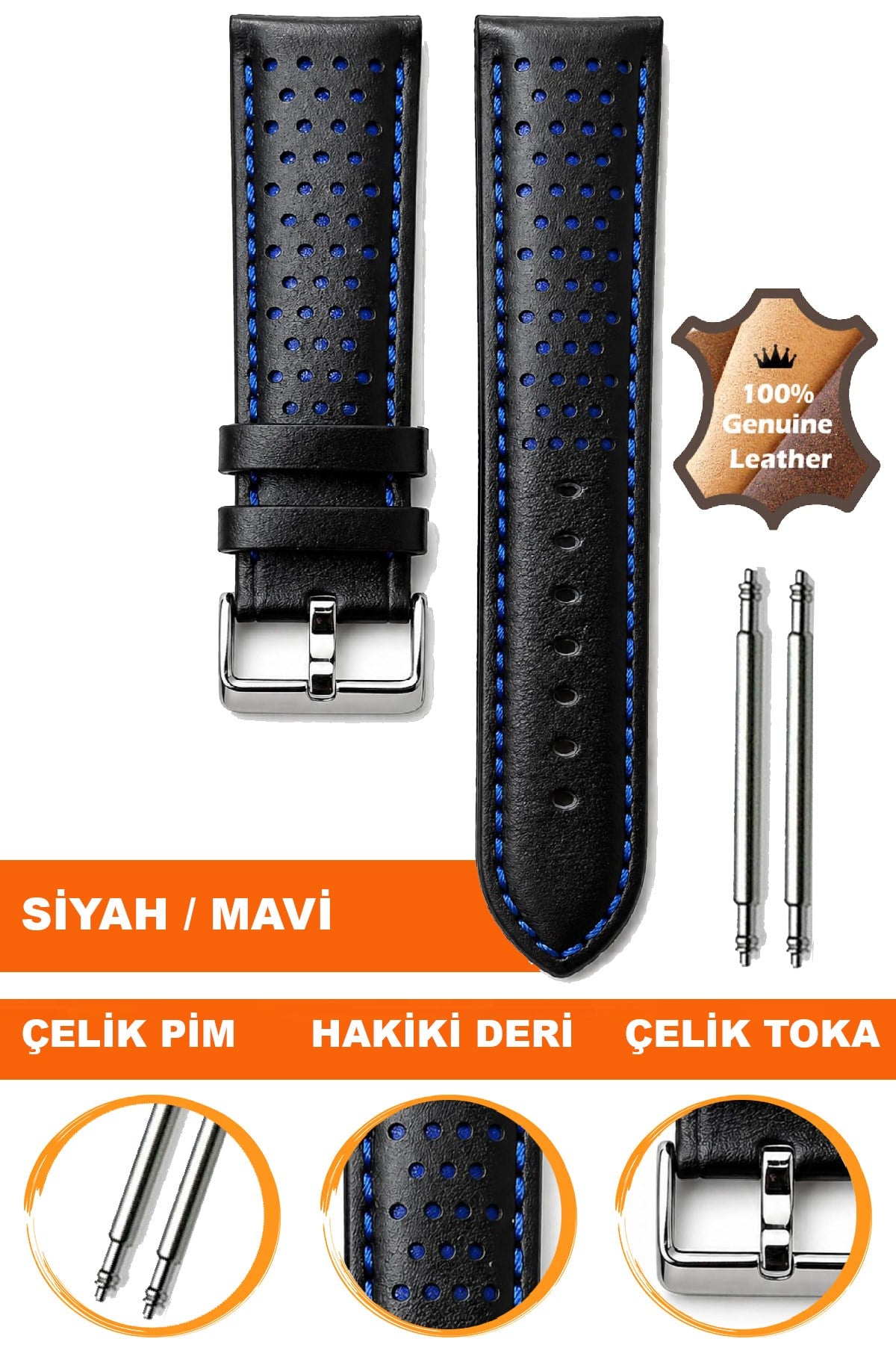 Cobra L04RD-L Hakiki Deri Spor Saat Kordonu