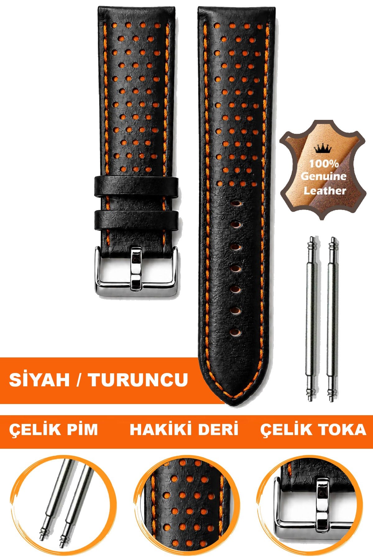 Cobra L04RD-T Hakiki Deri Spor Saat Kordonu