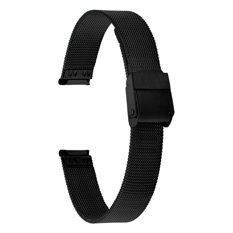 Cobra M16IH-B İnce Hasır Siyah Renk Paslanmaz Çelik Saat Kordonu