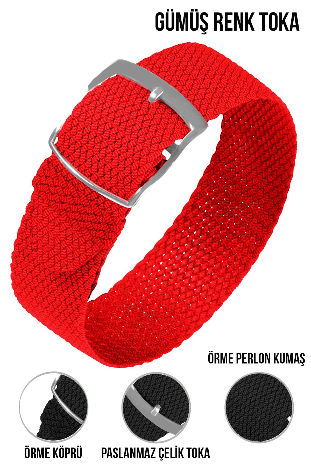 Cobra örme Kumaş N32PRL-R Perlon Saat Kordonu