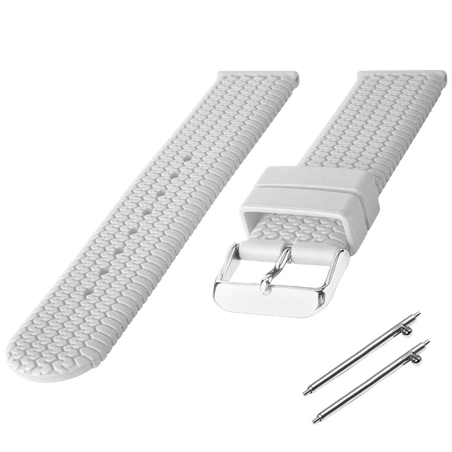 Cobra R14026-W Beyaz Renk Lastik Desen Kauçuk Saat Kordonu