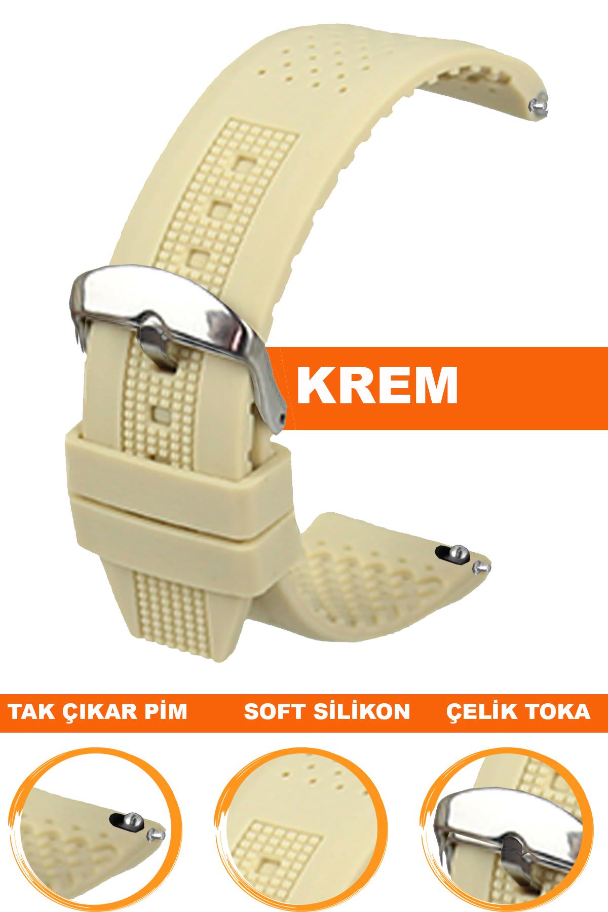 Cobra S01A16-C Krem Silikon Saat Kordonu
