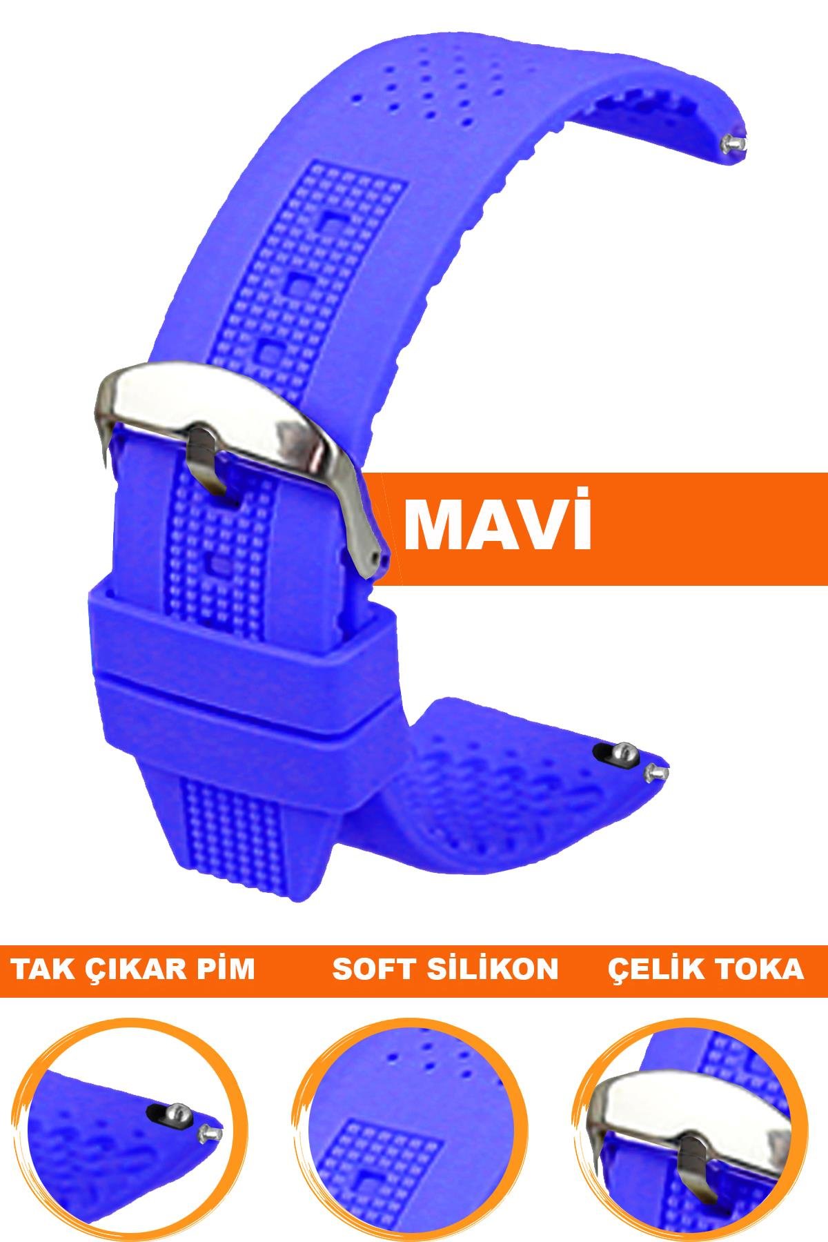 Cobra S01A16-M Mavi Silikon Saat Kordonu