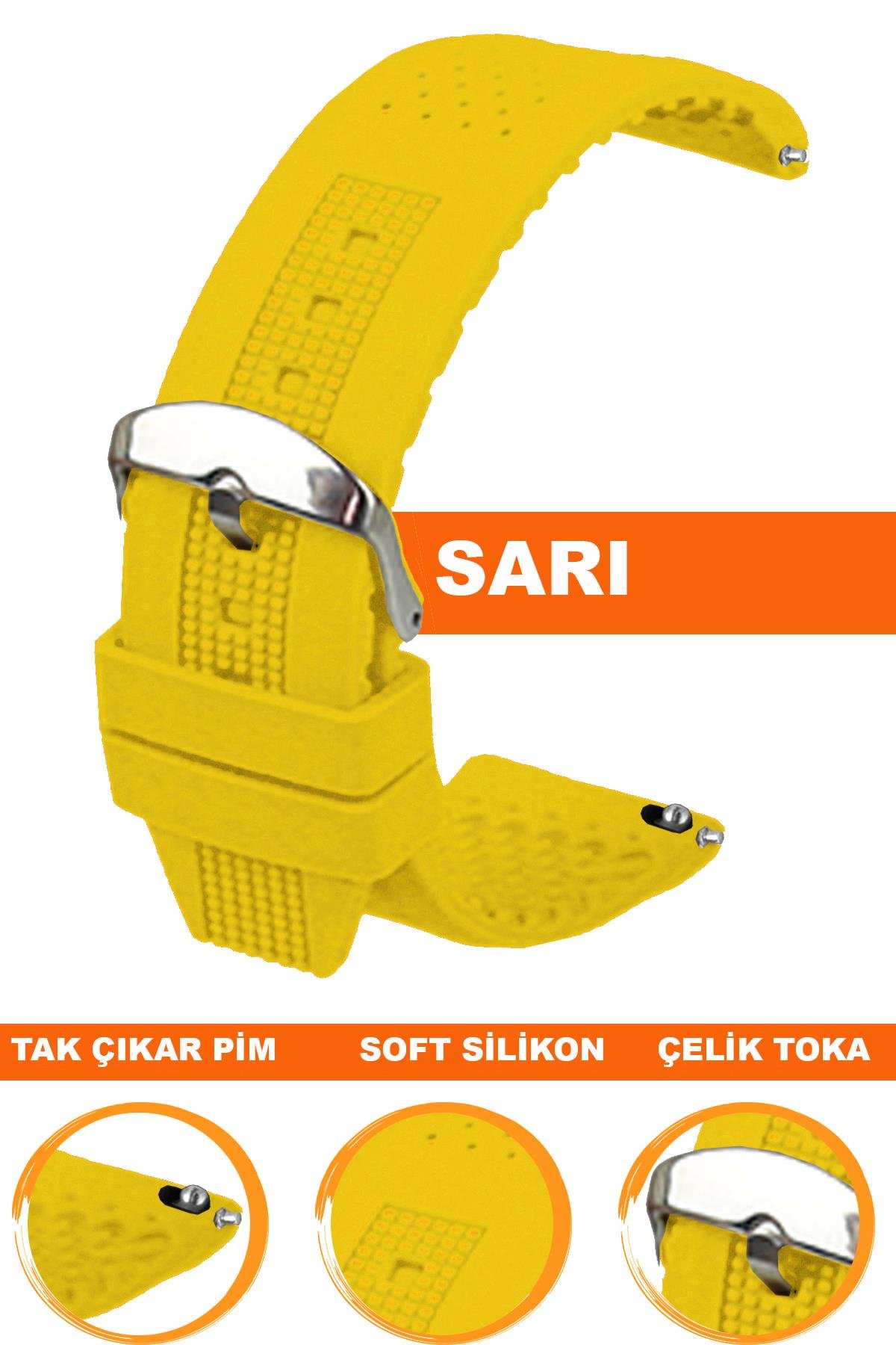 Cobra S01A16-Y Sarı Silikon Saat Kordonu